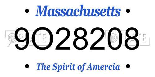 9O28208 Massachusetts License Plate