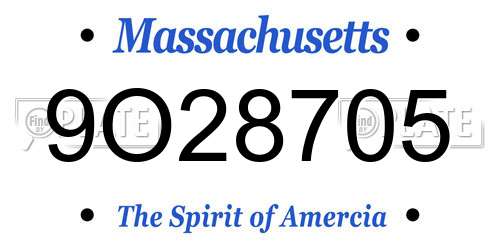 9O28705 Massachusetts License Plate