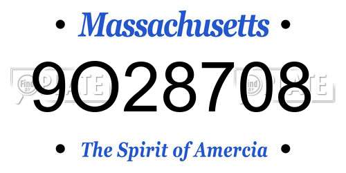 9O28708 Massachusetts License Plate