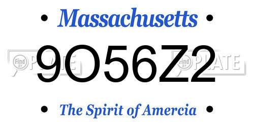 9O56Z2 Massachusetts License Plate