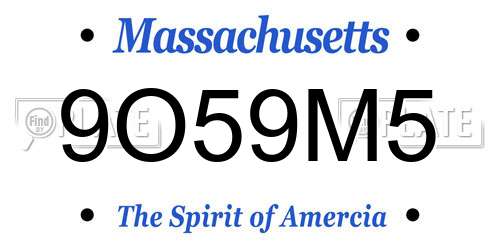 9O59M5 Massachusetts License Plate