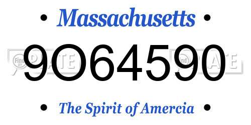 9O64590 Massachusetts License Plate
