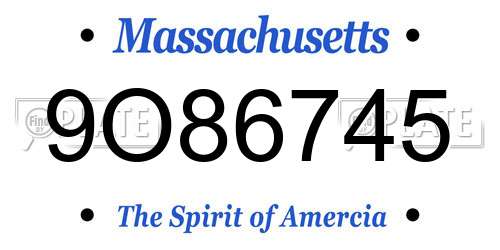 9O86745 Massachusetts License Plate