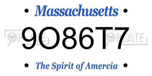 9O86T7 Massachusetts License Plate