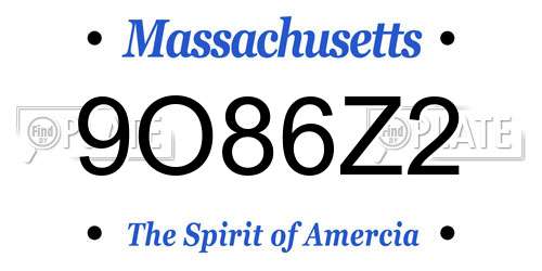 9O86Z2 Massachusetts License Plate