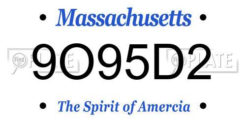 9O95D2 Massachusetts License Plate