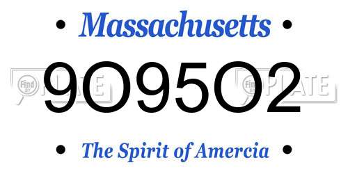 9O95O2 Massachusetts License Plate