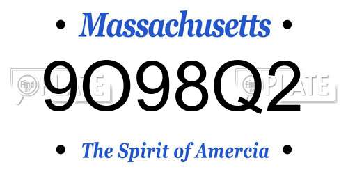 9O98Q2 Massachusetts License Plate