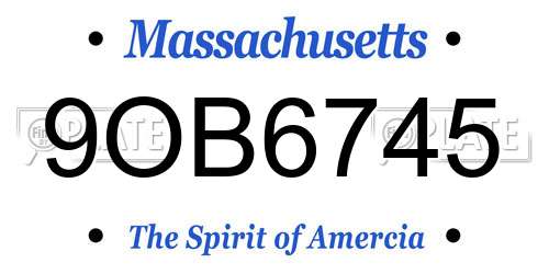 9OB6745 Massachusetts License Plate