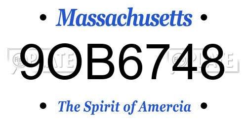 9OB6748 Massachusetts License Plate