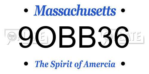 9OBB36 Massachusetts License Plate