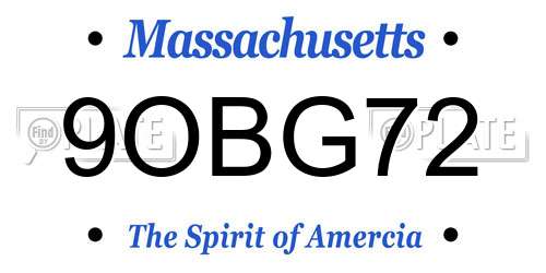 9OBG72 Massachusetts License Plate