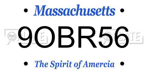 9OBR56 Massachusetts License Plate