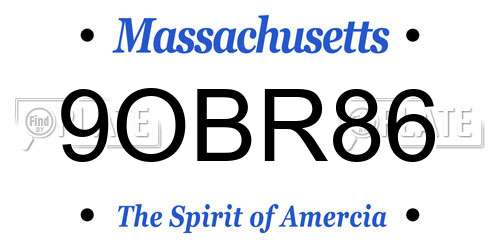 9OBR86 Massachusetts License Plate