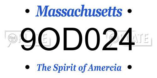 9OD024 Massachusetts License Plate