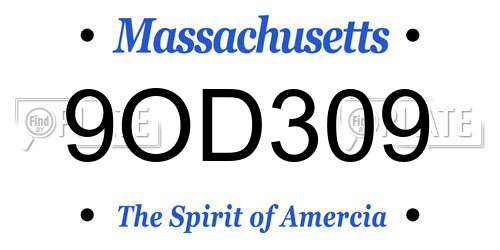 9OD309 Massachusetts License Plate