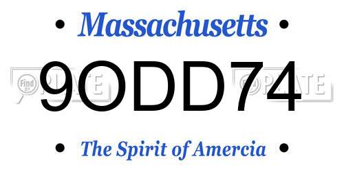 9ODD74 Massachusetts License Plate