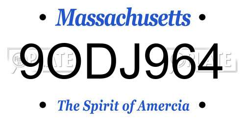 9ODJ964 Massachusetts License Plate