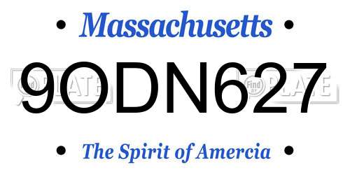 9ODN627 Massachusetts License Plate
