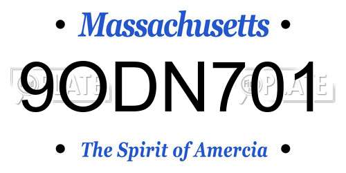 9ODN701 Massachusetts License Plate