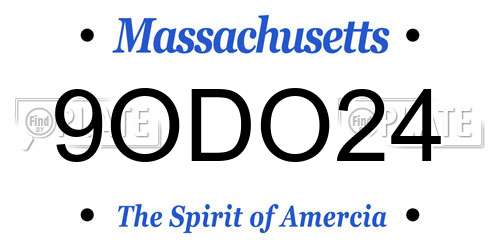 9ODO24 Massachusetts License Plate