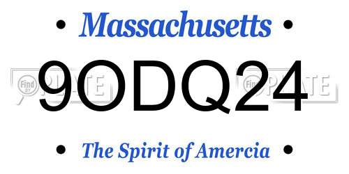 9ODQ24 Massachusetts License Plate
