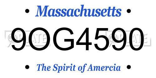 9OG4590 Massachusetts License Plate