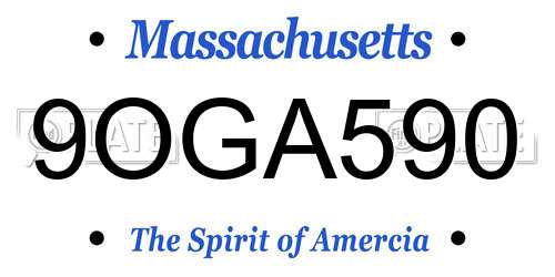 9OGA590 Massachusetts License Plate