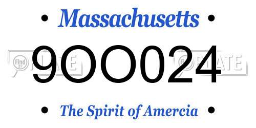 9OO024 Massachusetts License Plate