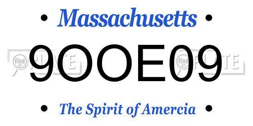 9OOE09 Massachusetts License Plate
