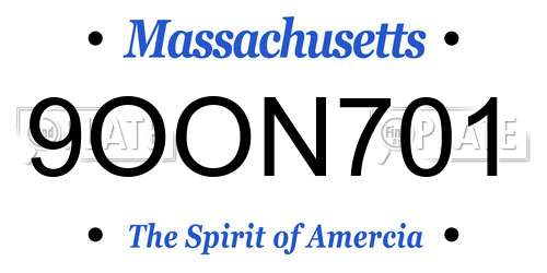 9OON701 Massachusetts License Plate