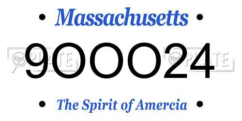 9OOO24 Massachusetts License Plate