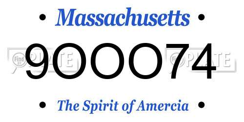 9OOO74 Massachusetts License Plate