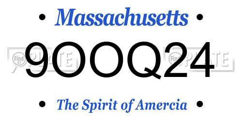 9OOQ24 Massachusetts License Plate