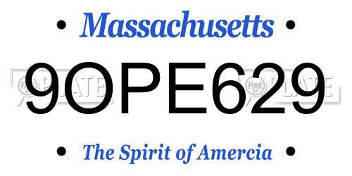 9OPE629 Massachusetts License Plate