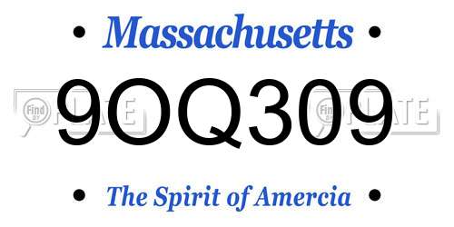 9OQ309 Massachusetts License Plate