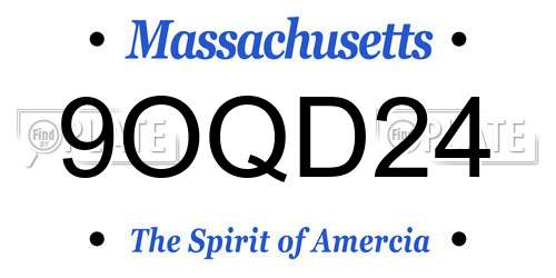 9OQD24 Massachusetts License Plate
