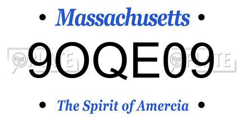 9OQE09 Massachusetts License Plate