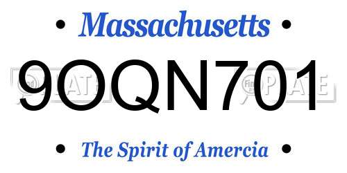 9OQN701 Massachusetts License Plate