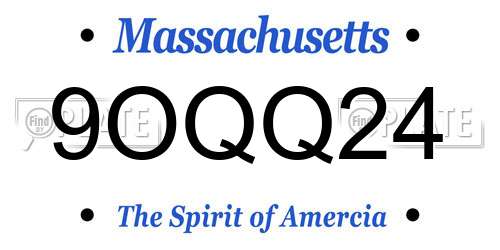 9OQQ24 Massachusetts License Plate