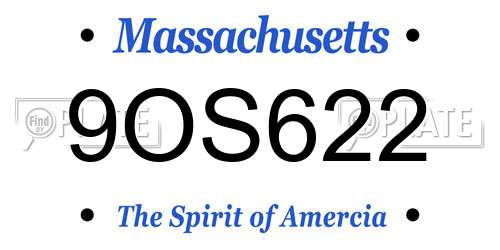 9OS622 Massachusetts License Plate