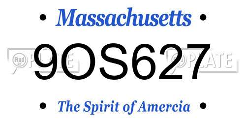 9OS627 Massachusetts License Plate