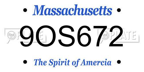 9OS672 Massachusetts License Plate