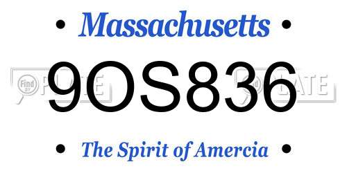 9OS836 Massachusetts License Plate