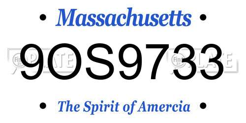 9OS9733 Massachusetts License Plate