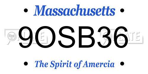 9OSB36 Massachusetts License Plate