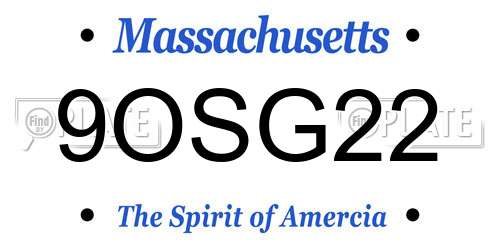 9OSG22 Massachusetts License Plate