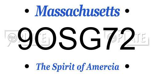 9OSG72 Massachusetts License Plate