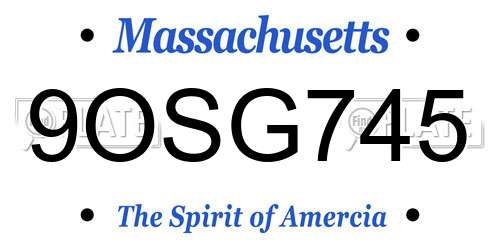 9OSG745 Massachusetts License Plate