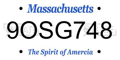 9OSG748 Massachusetts License Plate